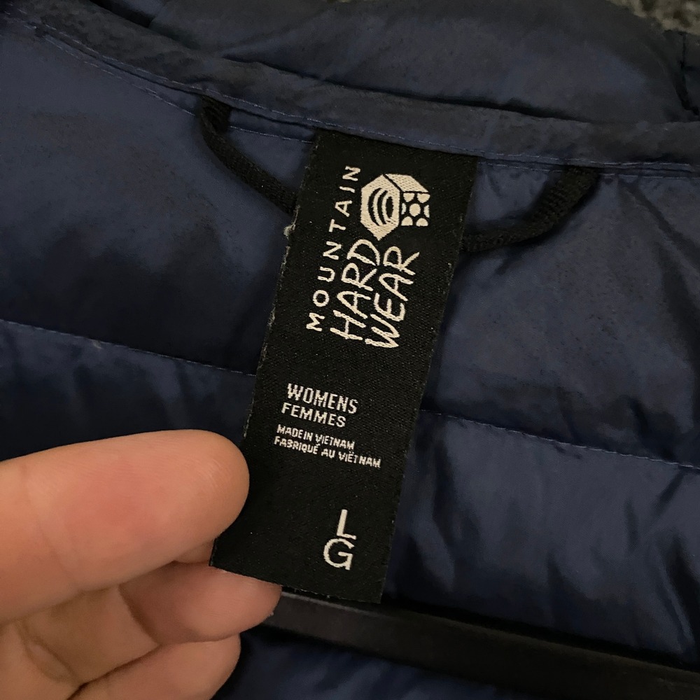 Mountain Hardwear Glen Alpine Down Hoodie Women Large Blue Fill Insulated Jacket - Picture 3 of 12